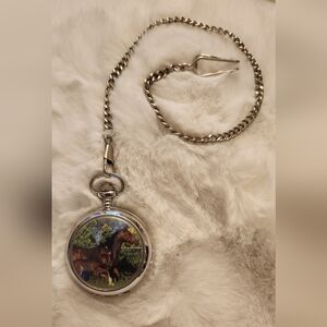 Antique Pocket watch with horse & foal